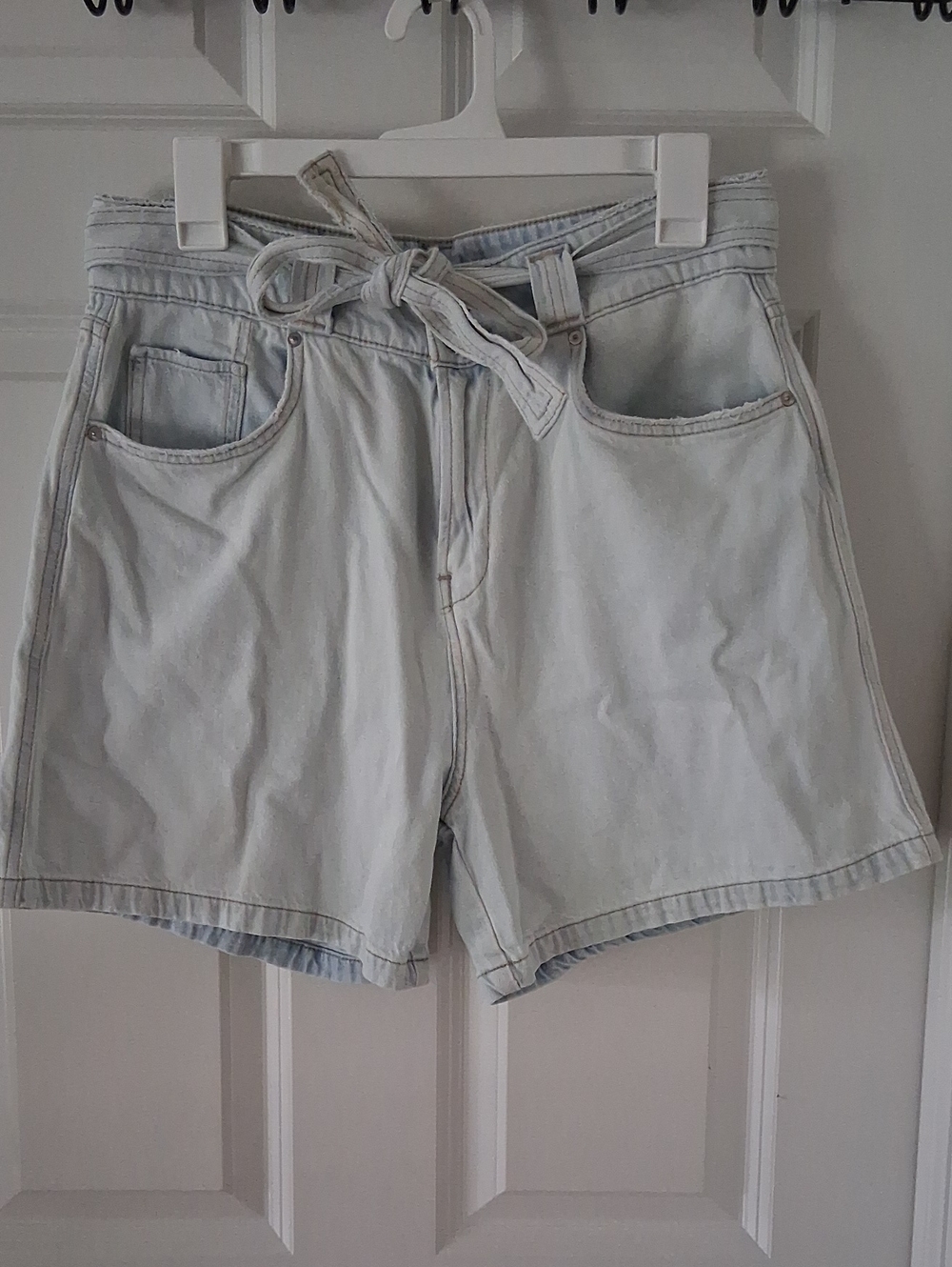 Hudson RTR Jeans Utility Worthy Light Blue Denim Tie-Waist Shorts Size 31